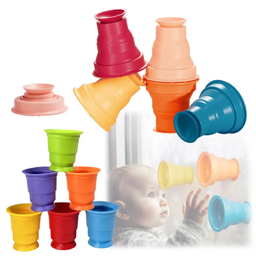Rainbow Stacker Cups™ - Regnbågsfärgat skoj - Lek med stapelbägare