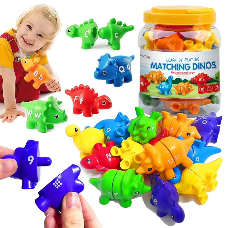 Matching Dino's – Roligt och lärorikt - Dino-spel med alfabet och siffror