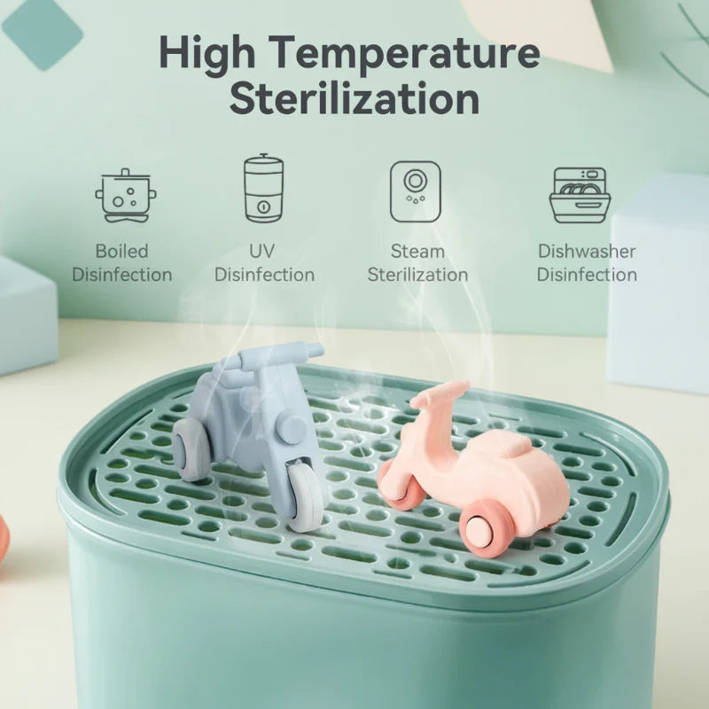 Montessori Silicone Toy Car – Säker & bettvänlig – Bittleksak i silikon i form av ett fordon
