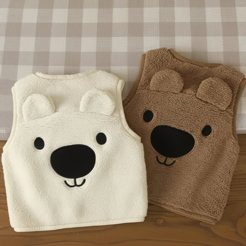Baby Bear Fleece Vest – Varm och mjuk – Barnväst med björnmotiv