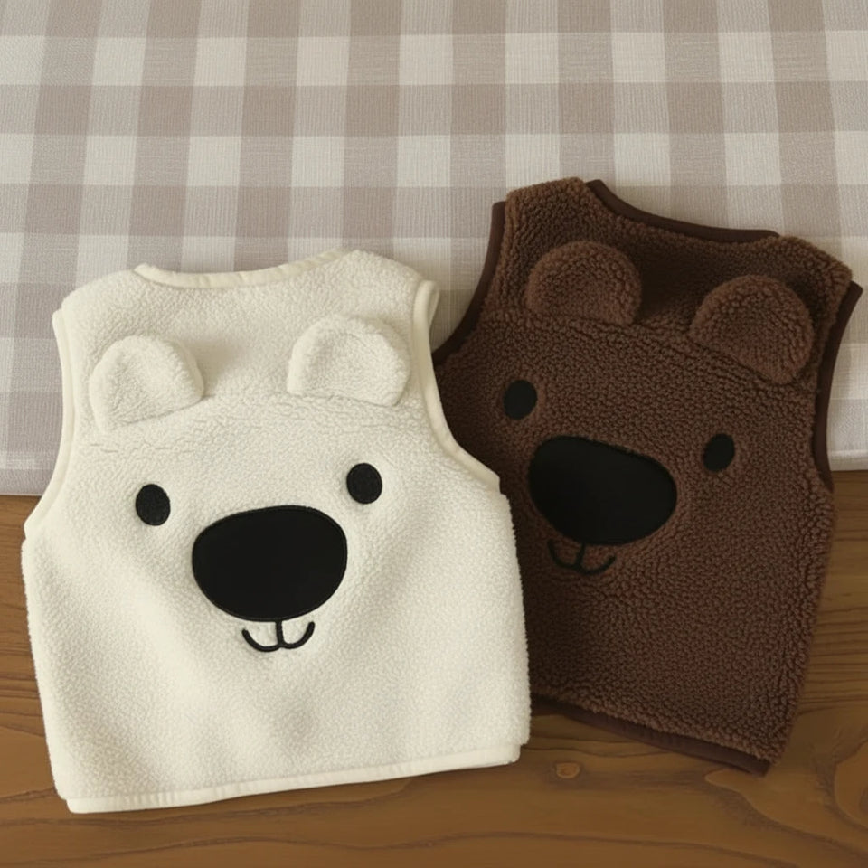 Baby Bear Fleece Vest – Varm och mjuk – Barnväst med björnmotiv