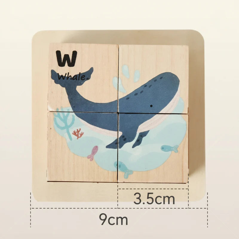 WoodMind – Kreativt och lärorikt – 6-i-1 Montessori djurpussel i trä