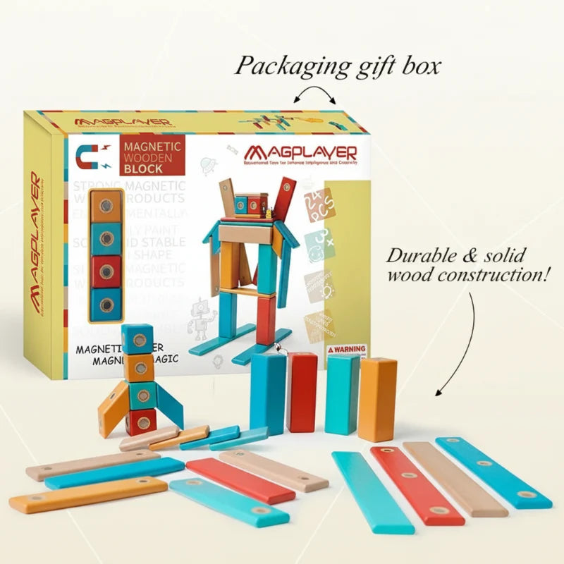 MagPlayer – Kreativt & Motorik – DIY Trämagnetiska byggklossar