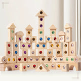 Rainbow Gem Stacking Blocks – Kreativt & lärorikt – Set med stapelklossar i trä