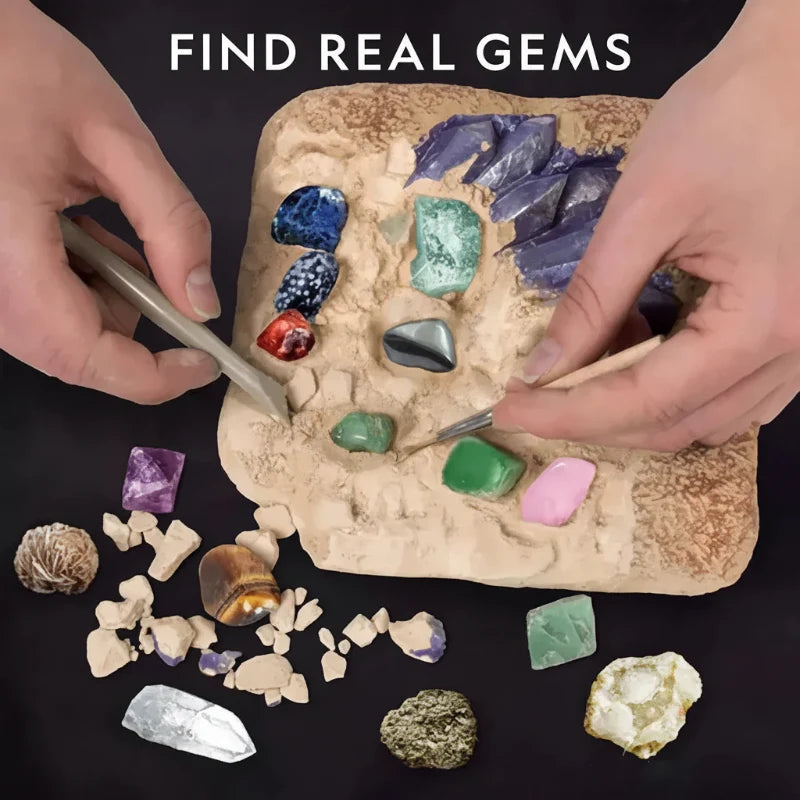 Gemstone Dig Kit – Upptäck & Lär dig – Kristallgrävningsset