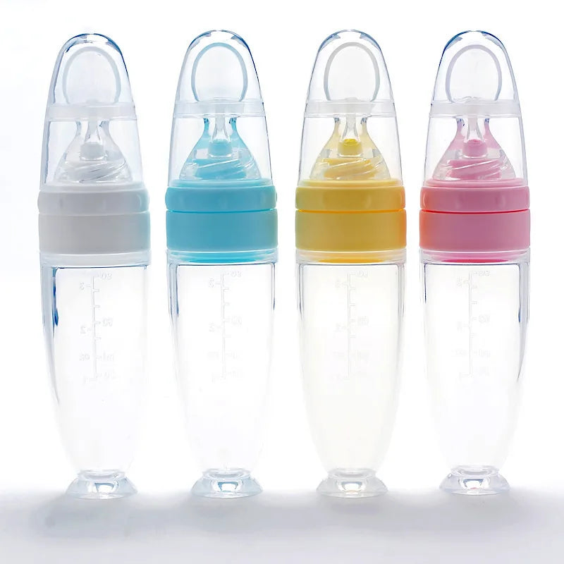 Silicone Feeding Bottle™ -  Matstund med sked - Matningsflaska i silikon