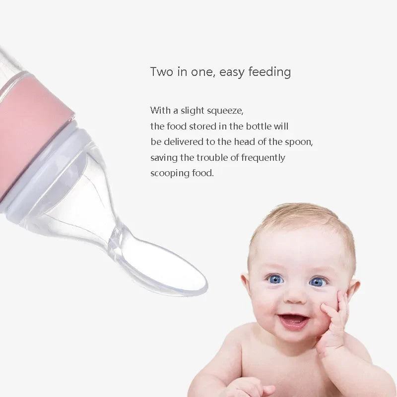 Silicone Feeding Bottle™ -  Matstund med sked - Matningsflaska i silikon