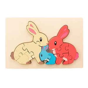 Animal Puzzle™ – Upptäck och lär – Tecknad träpussel