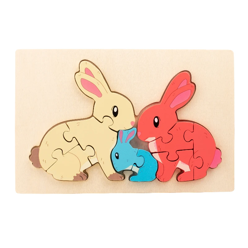 Animal Puzzle™ – Upptäck och lär – Tecknad träpussel