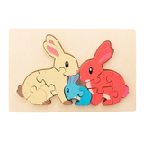 Animal Puzzle™ – Upptäck och lär – Tecknad träpussel