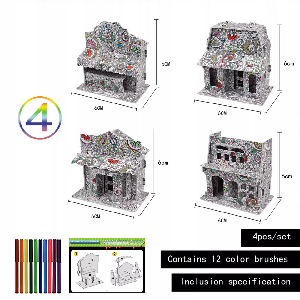3D Colour Puzzle™ - Färglägg din egen skapelse - 3D-pussel (2+1 GRATIS)