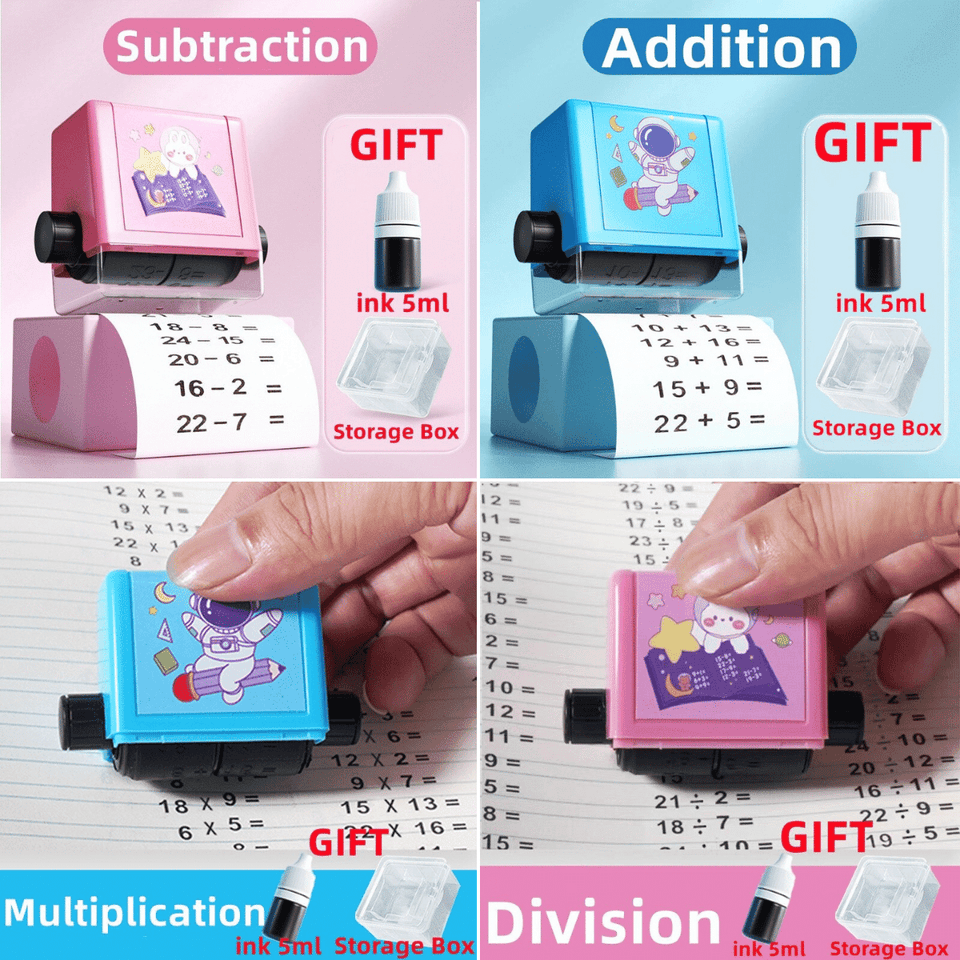 Rolling Math Stamp™ - Lös hundratals matematiska summor - Matematikstämpel