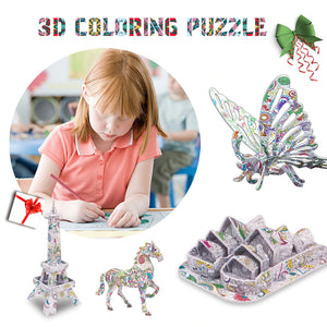 3D Colour Puzzle™ - Färglägg din egen skapelse - 3D-pussel (2+1 GRATIS)